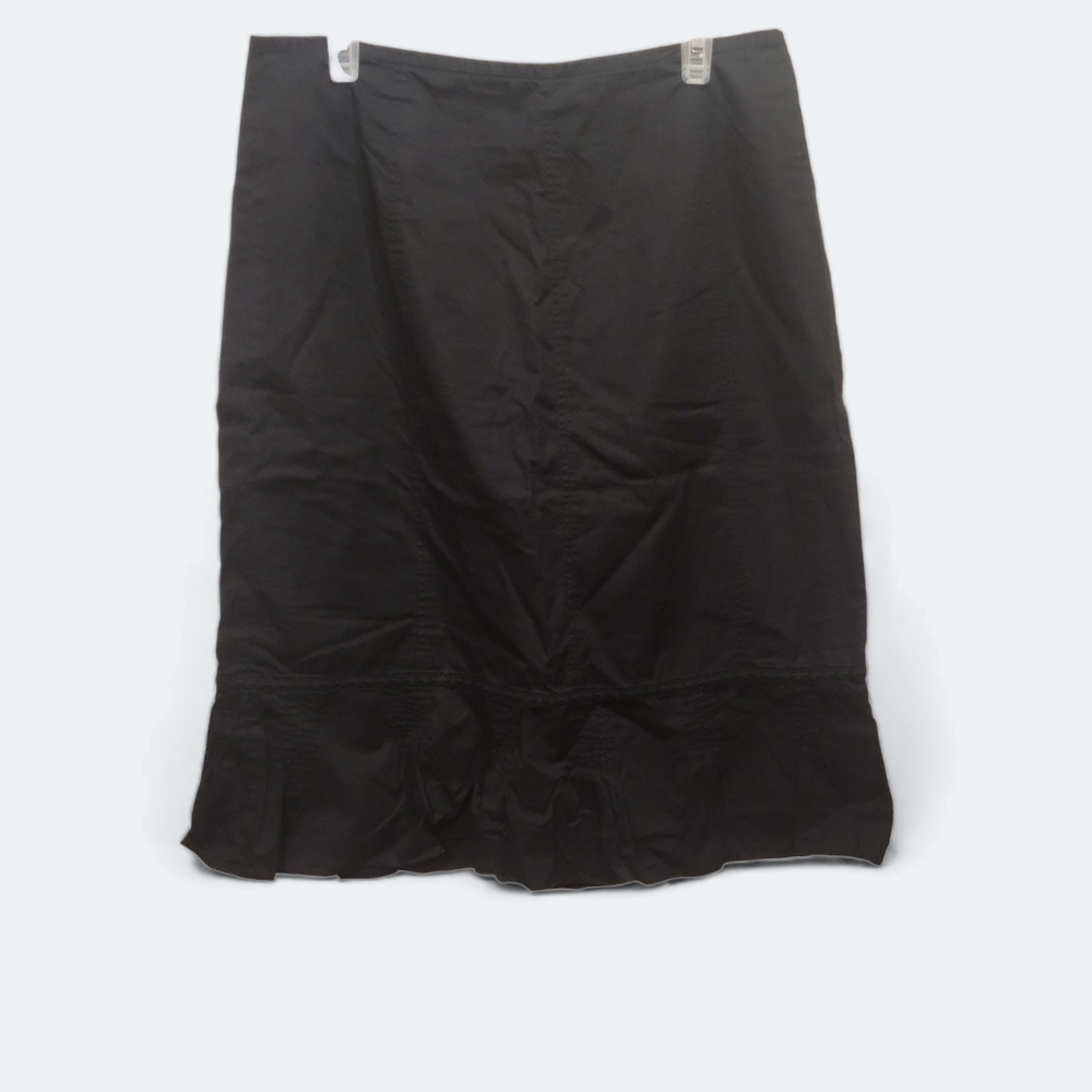 ANN TAYLOR - Black Ruffle Bottom Midi Skirt
